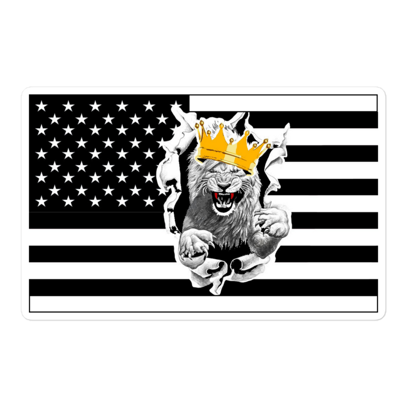 Lion Of Judah US flag Bubble free stickers