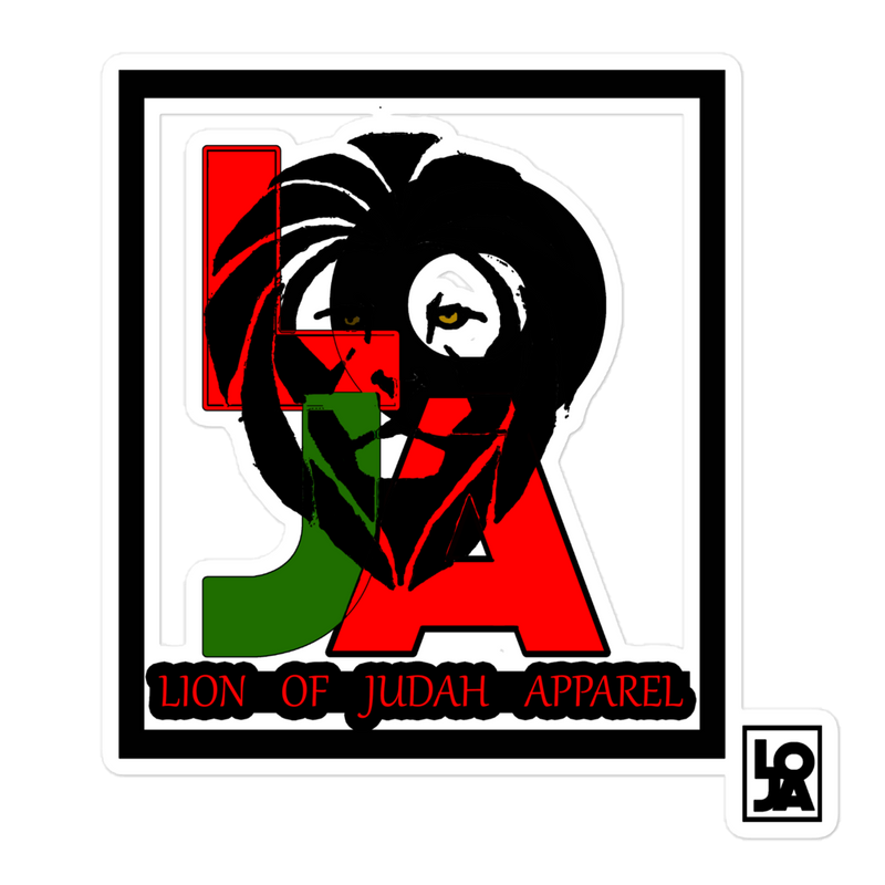 Lion Of Judah Apparel (L.O.J.A.) Design Bubble free stickers