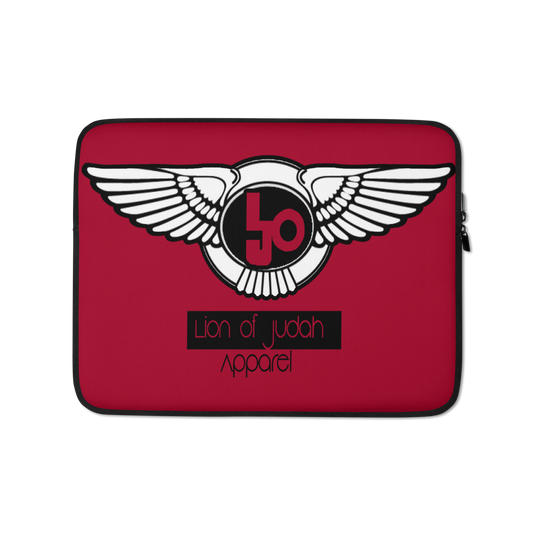 Lion Of Judah Black Logo Design Red Laptop Sleeve