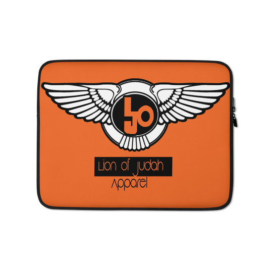 Lion Of Judah Black Logo Design Orange Laptop Sleeve