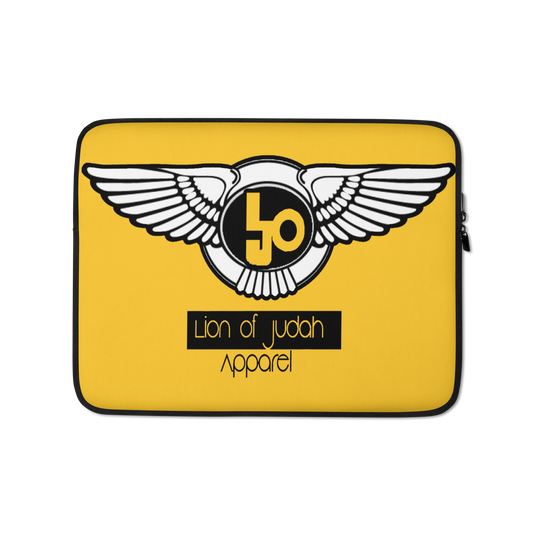 Lion Of Judah Black Logo Design Yellow Laptop Sleeve