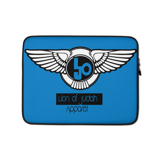 Lion Of Judah Black Logo Design Blue Laptop Sleeve