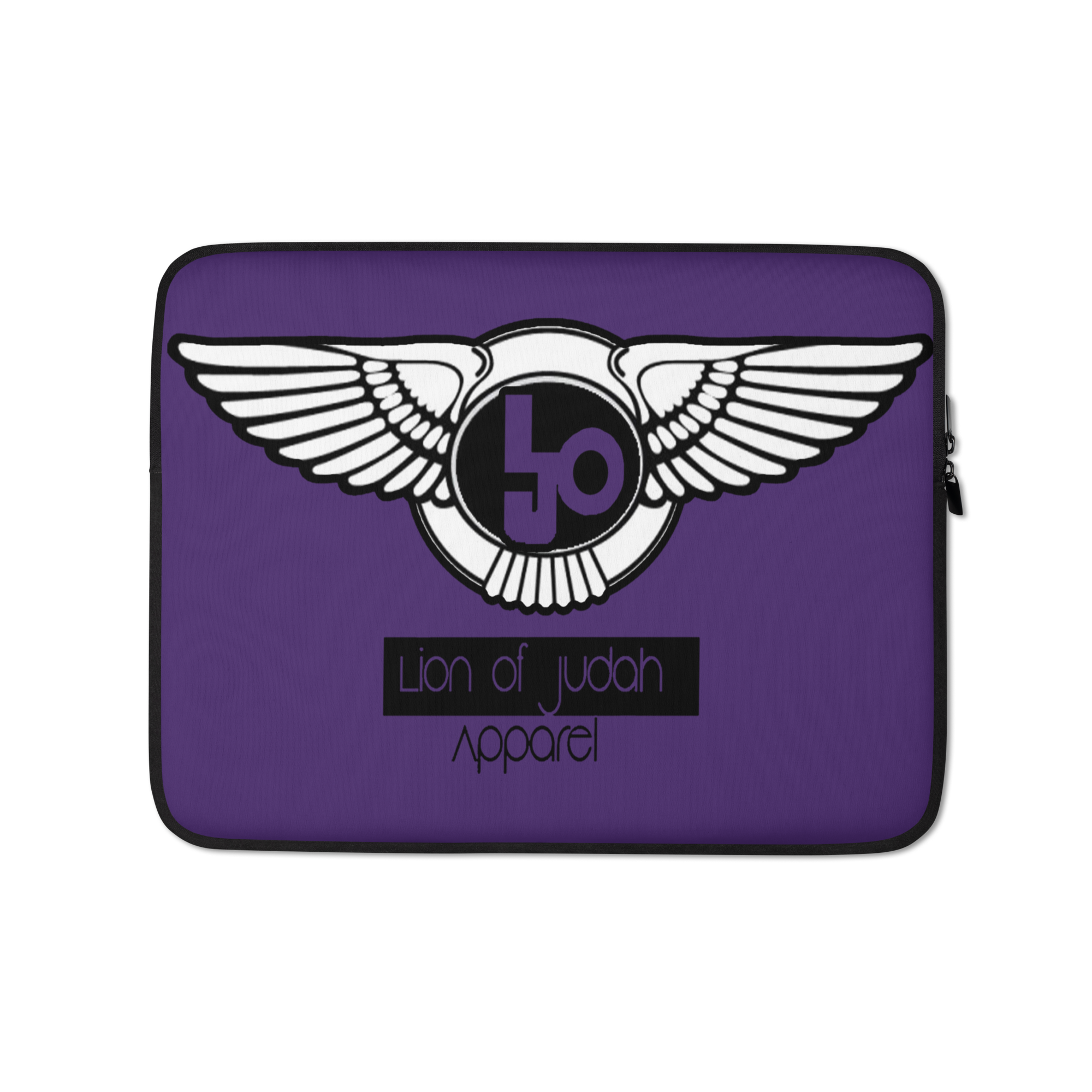 (L.O.J) Lion Of Judah Black Logo Design Purple Laptop Sleeve