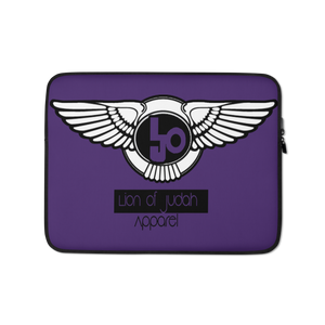 (L.O.J) Lion Of Judah Black Logo Design Purple Laptop Sleeve