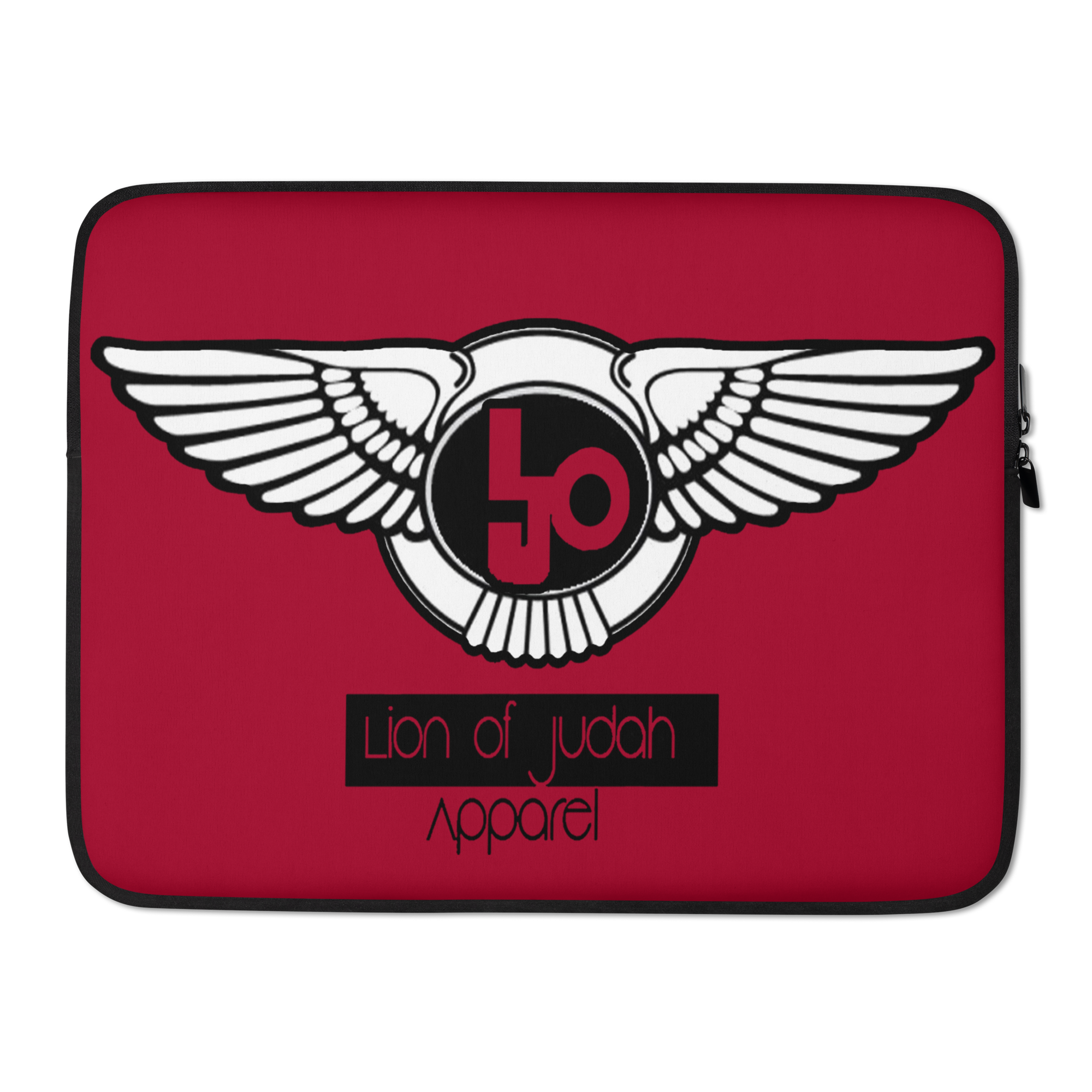 (L.O.J) Lion Of Judah Black Logo Design Red Laptop Sleeve