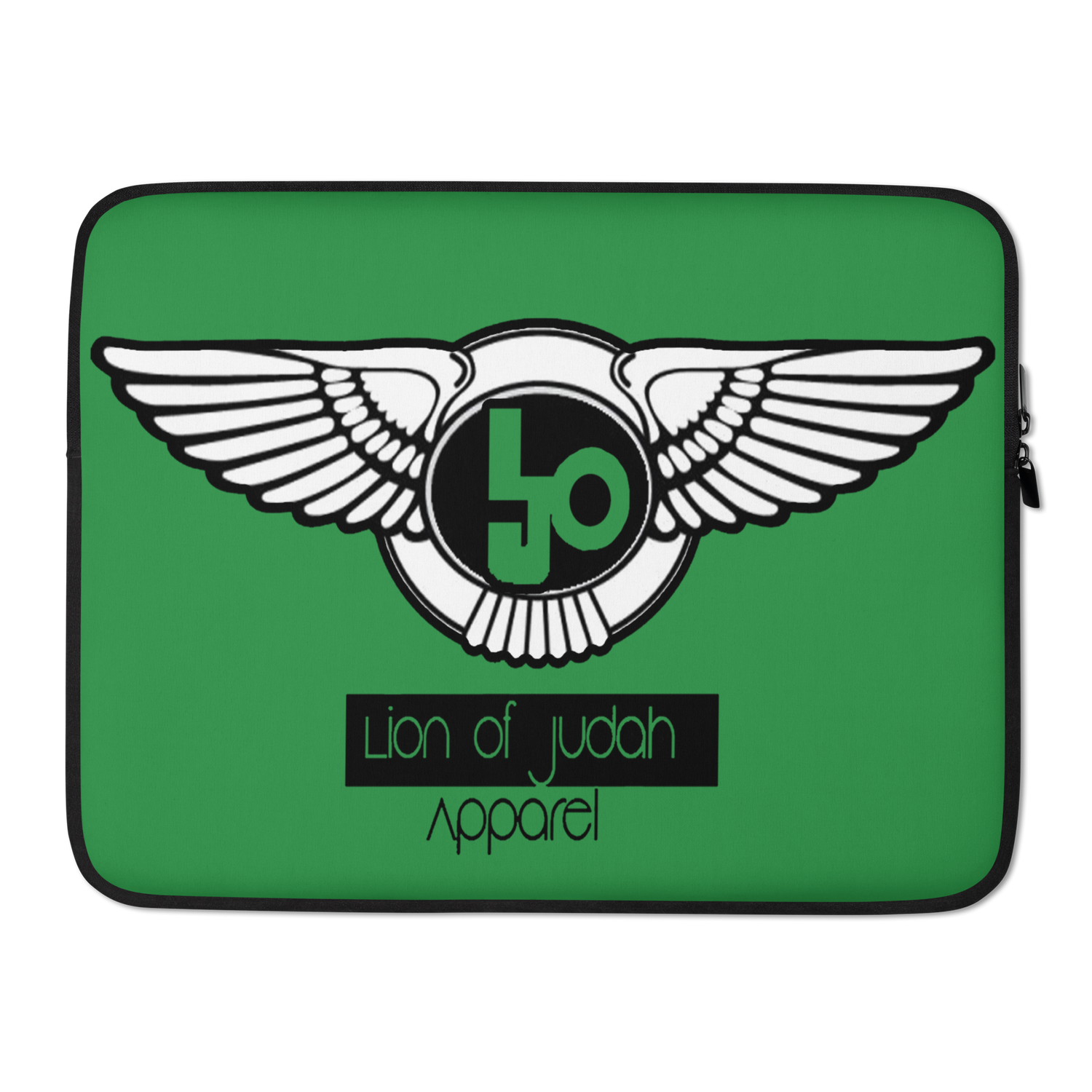 Lion Of Judah Black Logo Design Green Laptop Sleeve