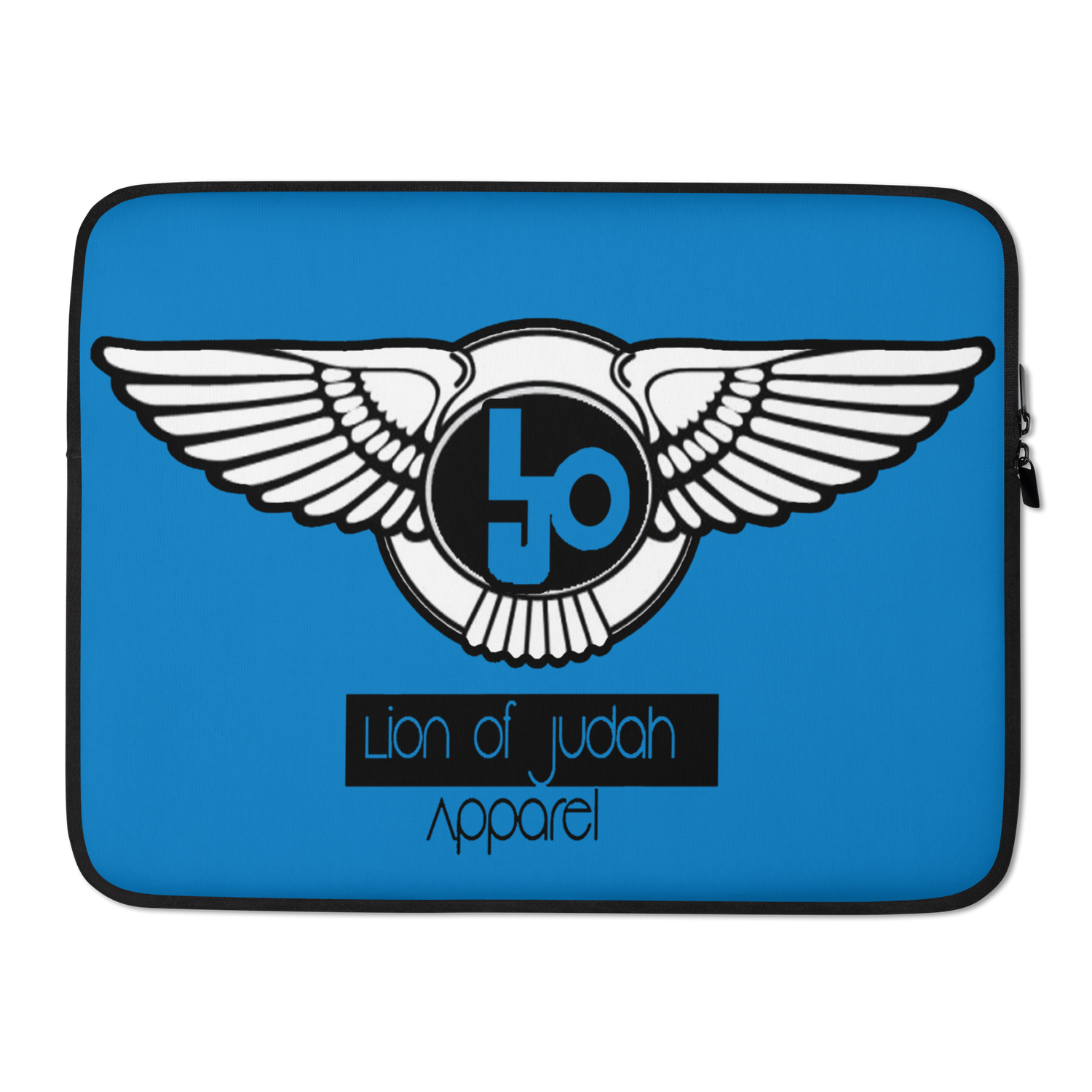 Lion Of Judah Black Logo Design Blue Laptop Sleeve