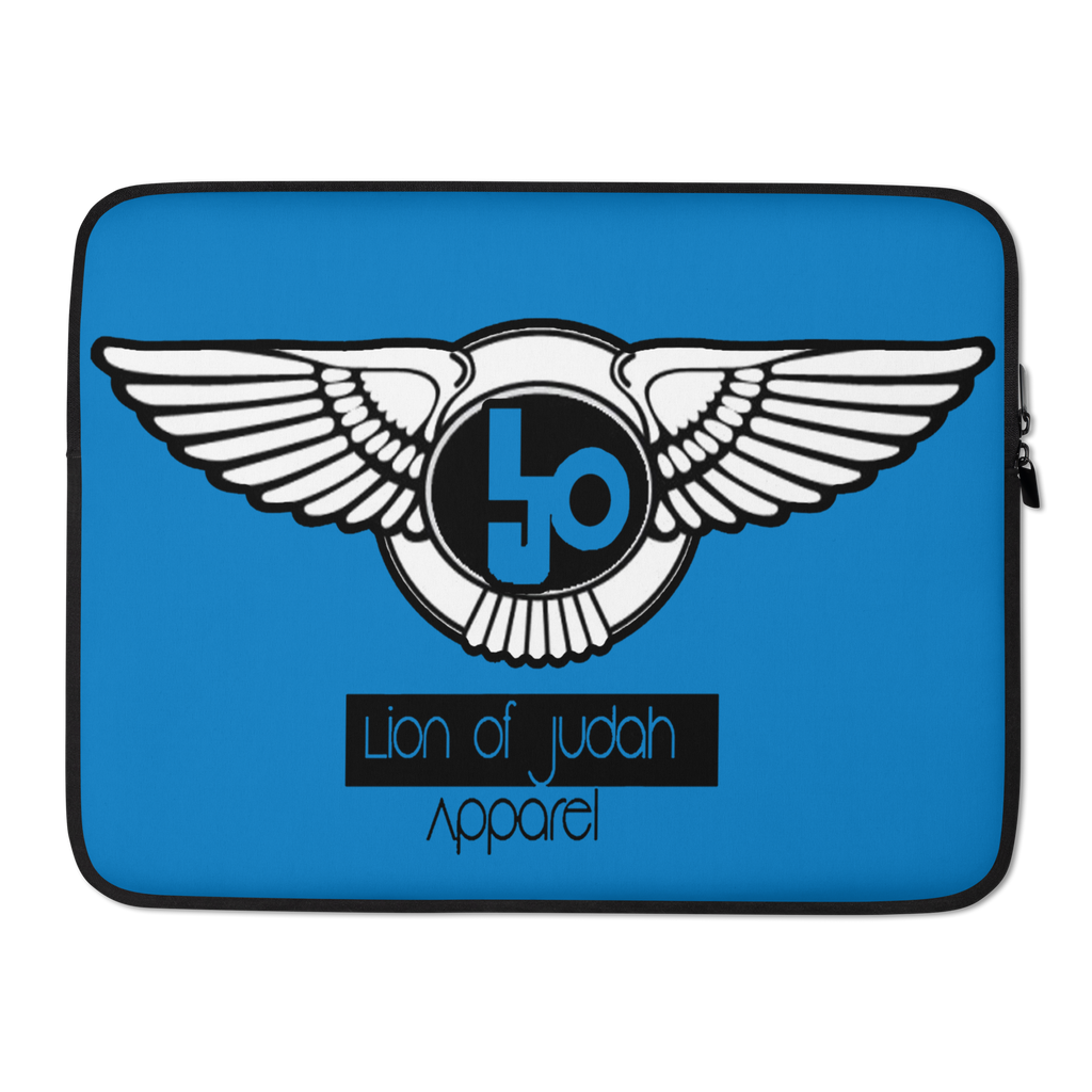 (L.O.J) Lion Of Judah Black Logo Design Blue Laptop Sleeve
