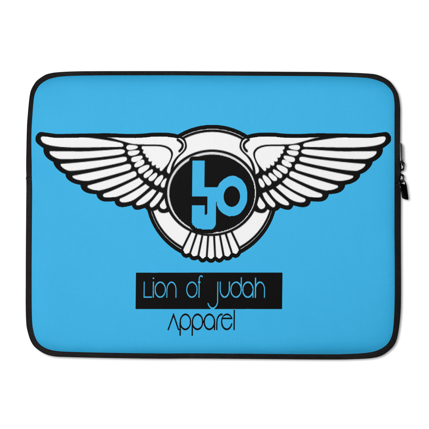 Lion Of Judah Black Logo Design Deep Sky Blue Laptop Sleeve