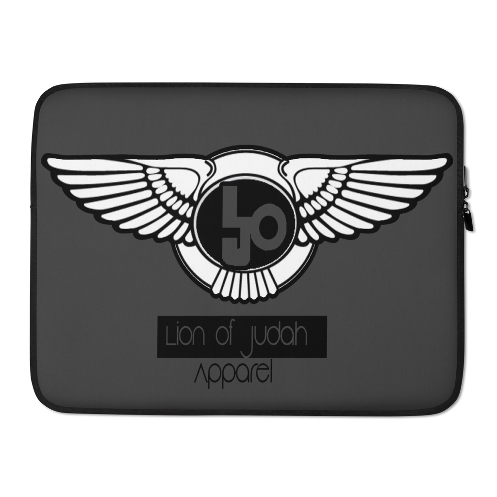 (L.O.J) Lion Of Judah Black Logo Design Grey Laptop Sleeve