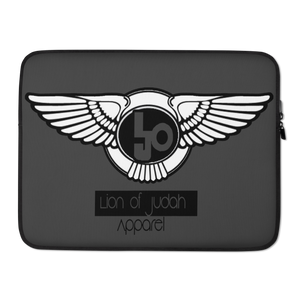 (L.O.J) Lion Of Judah Black Logo Design Grey Laptop Sleeve