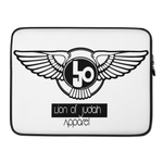 (L.O.J) Lion Of Judah Black Logo Design White Laptop Sleeve