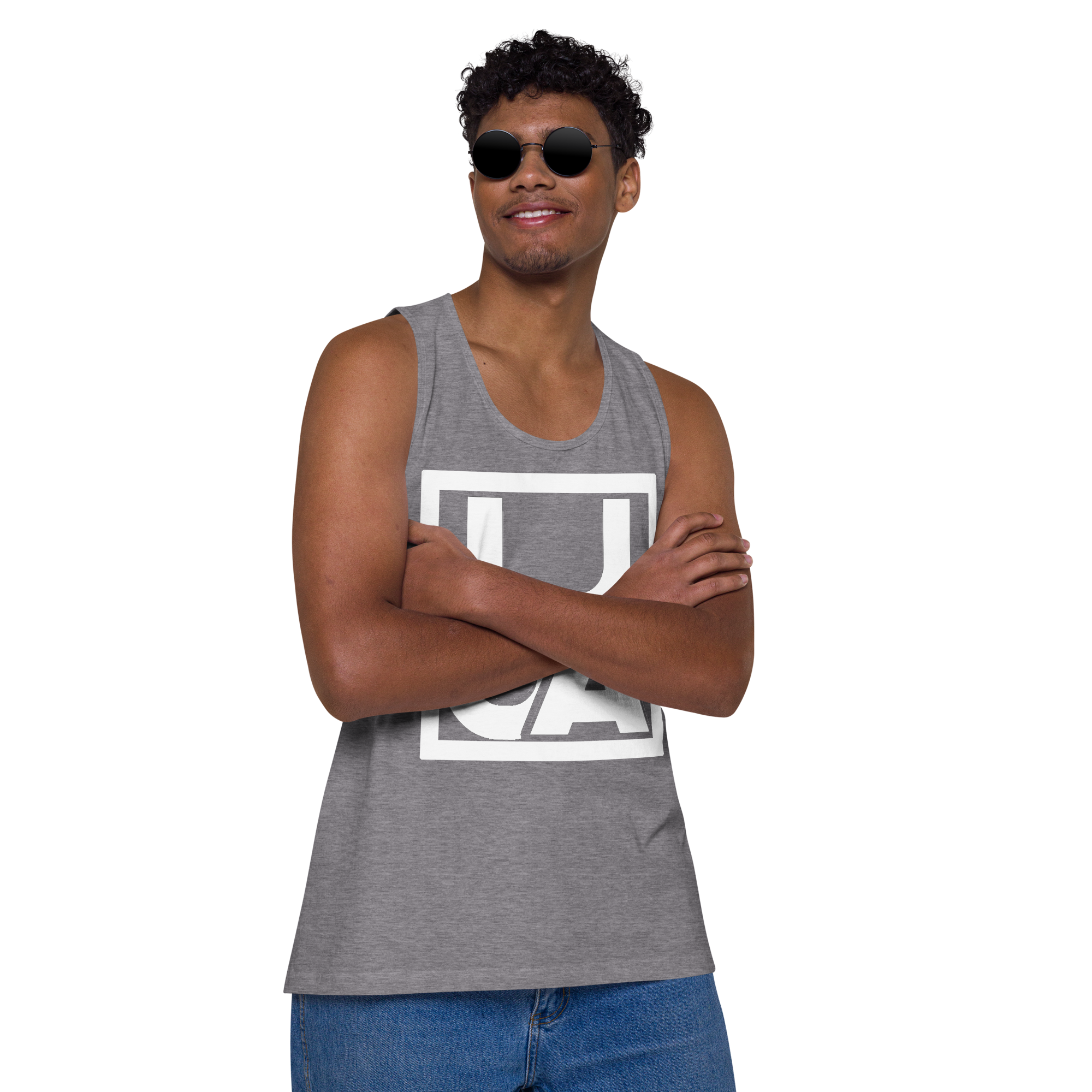 (L.O.J.A) White new logo Men’s Premium Tank Top