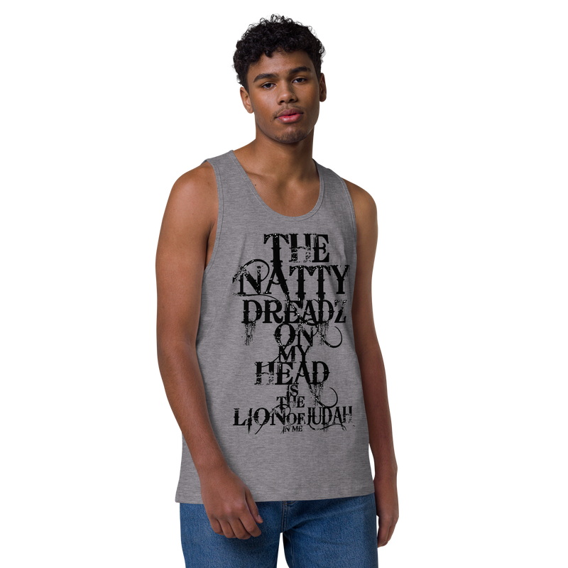From The Natty Dreadz on my head Lion Of Judah is in me! Men’s premium tank top
