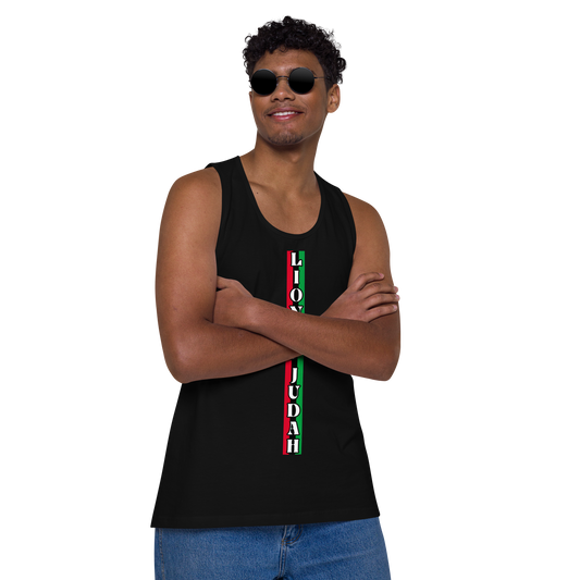 Lion of Judah (R.B.G) Red Black Green logo Design Men’s premium tank top