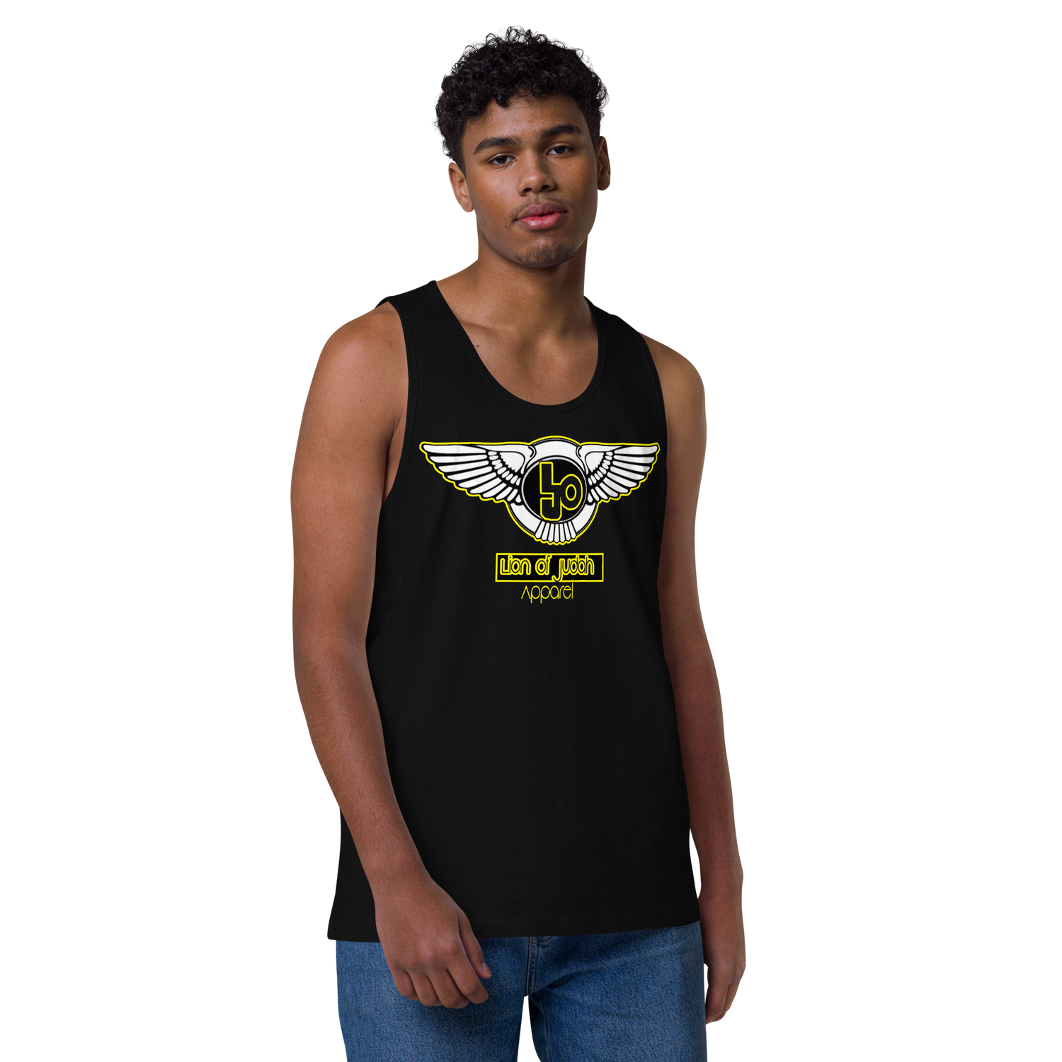 Lion Of Judah Yellow Design logo Men’s premium tank top