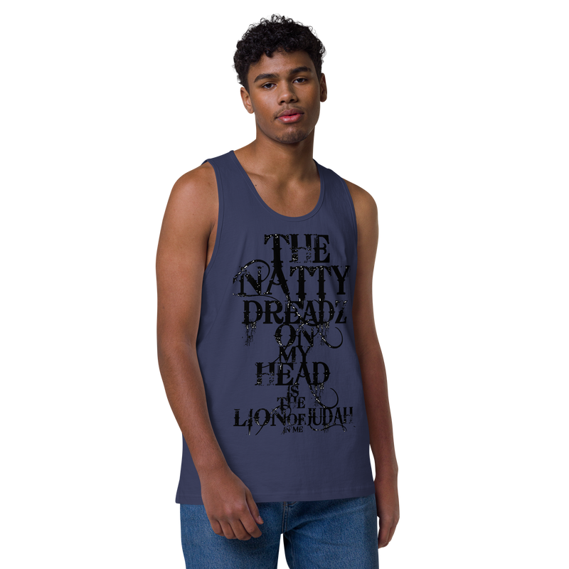 From The Natty Dreadz on my head Lion Of Judah is in me! Men’s premium tank top