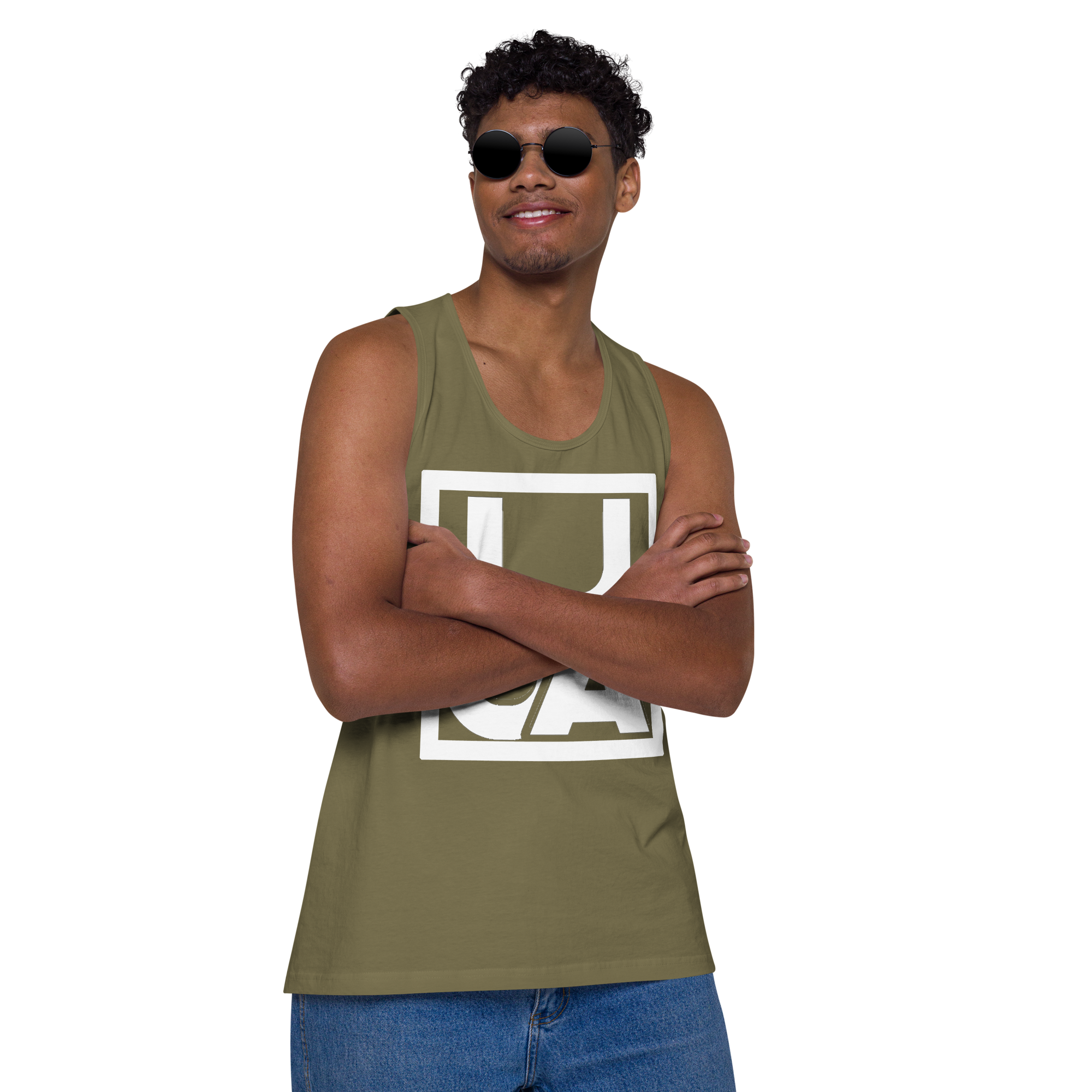 (L.O.J.A) White new logo Men’s Premium Tank Top