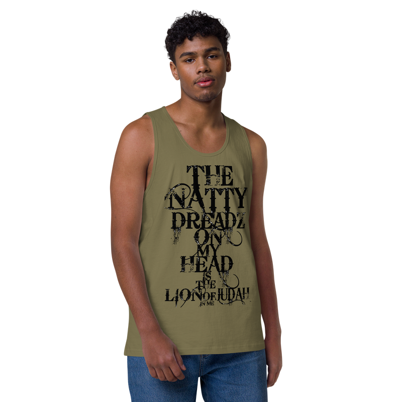 From The Natty Dreadz on my head Lion Of Judah is in me! Men’s premium tank top