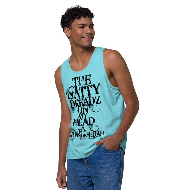 From The Natty Dreadz on my head Lion Of Judah is in me! Men’s premium tank top