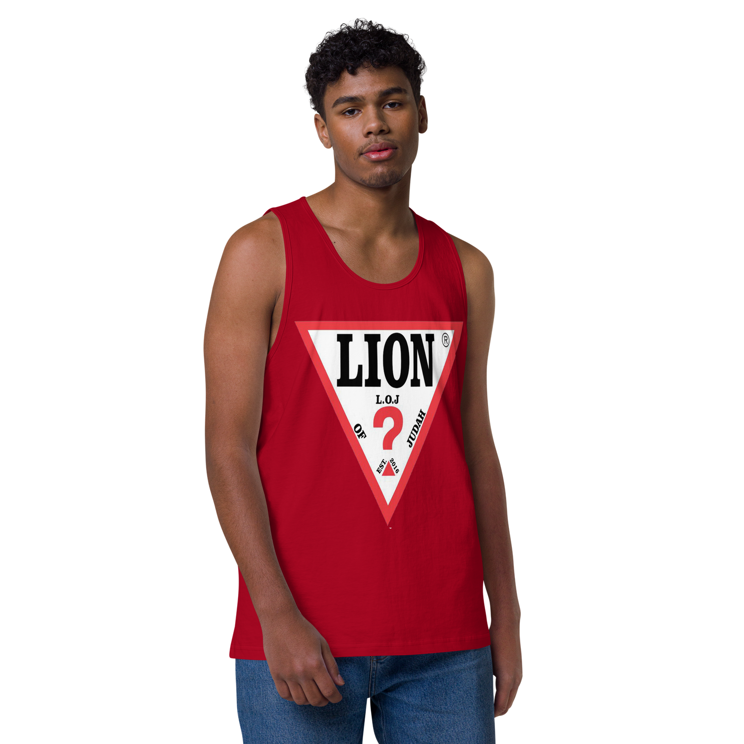 Lion Of Judah Spinoff Of Guess Design Men’s premium tank top