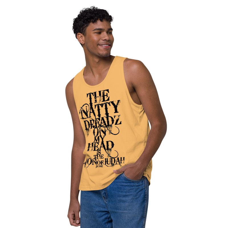 From The Natty Dreadz on my head Lion Of Judah is in me! Men’s premium tank top
