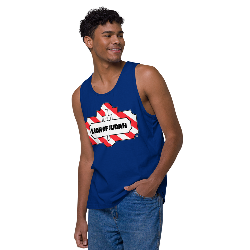 Lion Of Judah Friday Wordplay Spinoff Design Men’s premium tank top