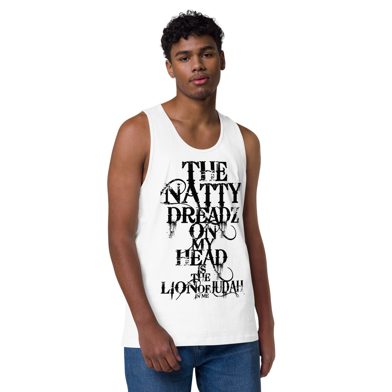 From The Natty Dreadz on my head Lion Of Judah is in me! Men’s premium tank top