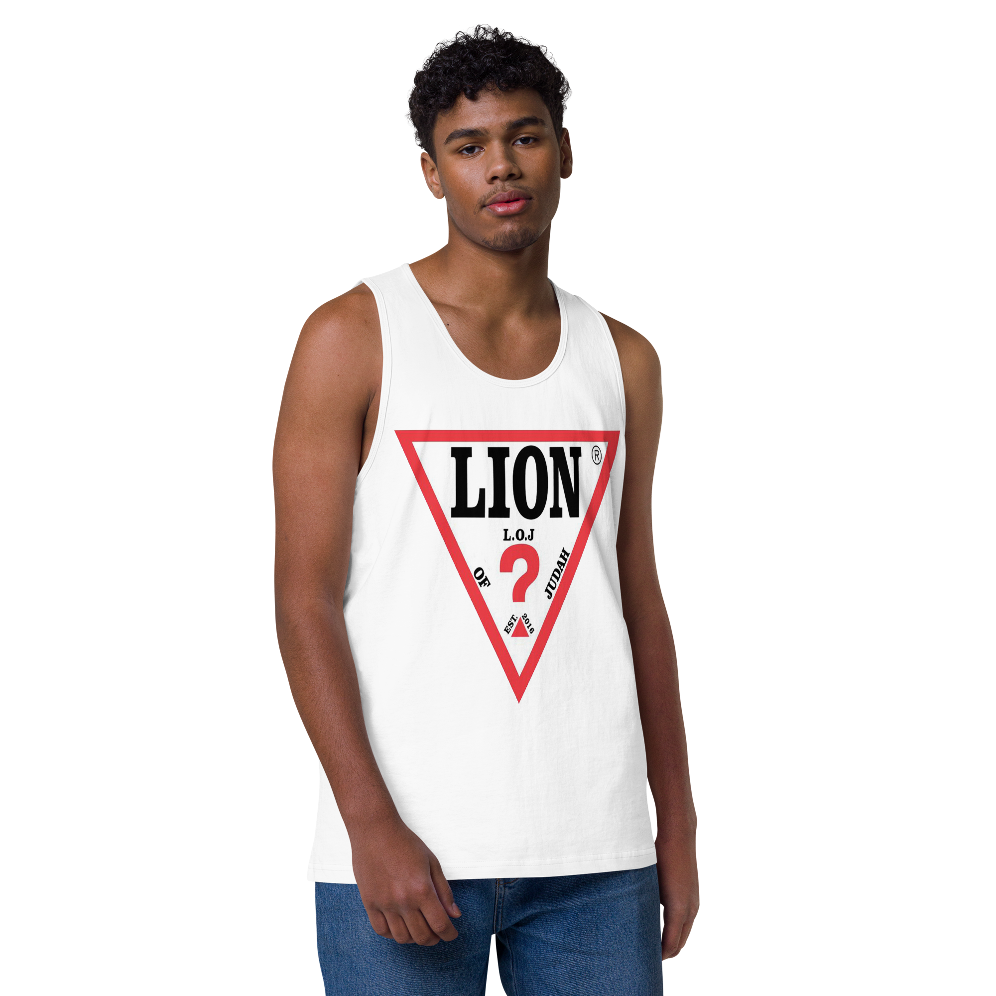 Lion Of Judah Spinoff Of Guess Design Men’s premium tank top