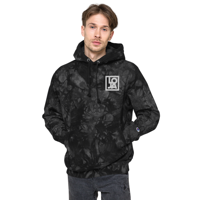 Lion Of Judah Apparel White Logo Unisex Champion tie-dye hoodie