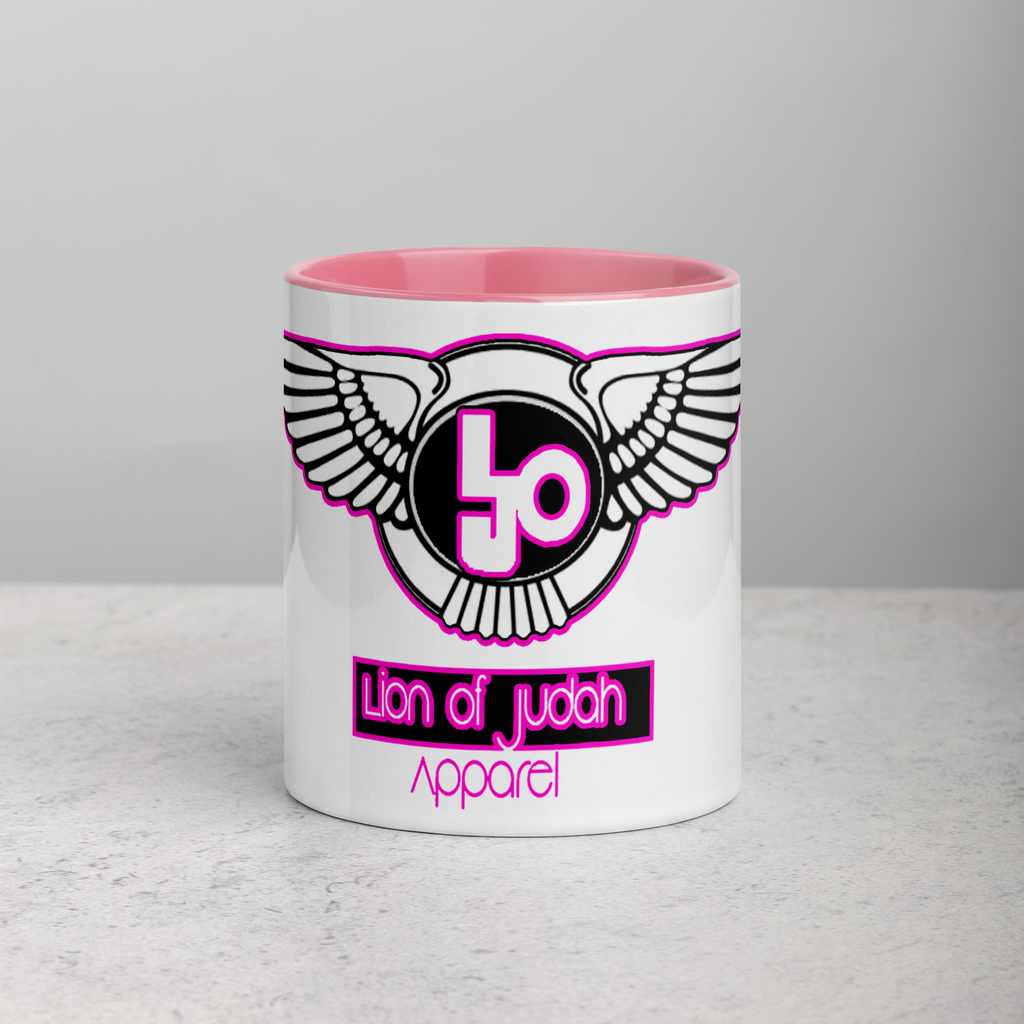(L.O.J) Lion Of Judah Pink Logo Mug with Color Inside