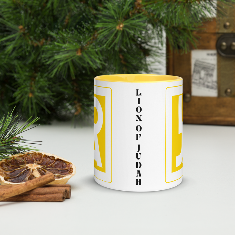 Lion Of Judah Apparel High Energy bright Sun Star Yellow Logo Mug with Color Inside