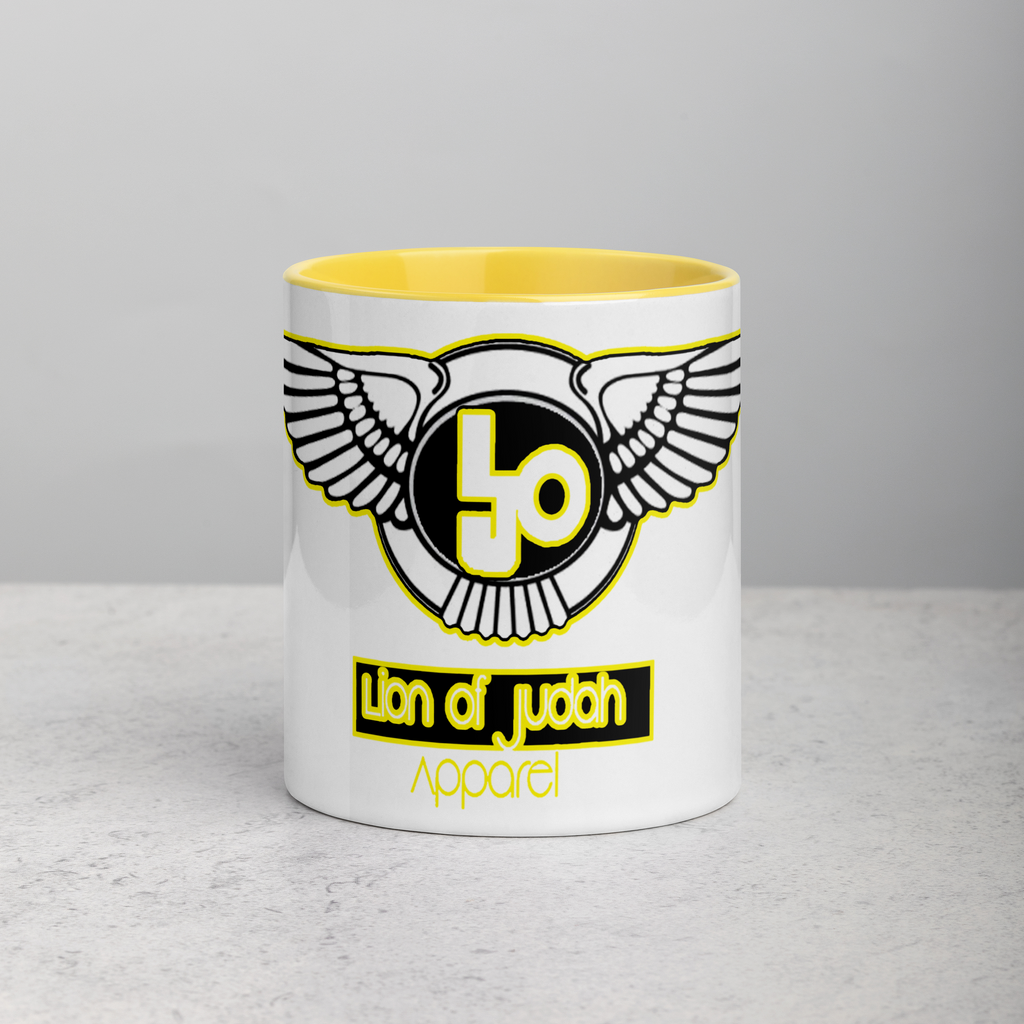 (L.O.J) Lion Of Judah Yellow Logo Mug with Color Inside