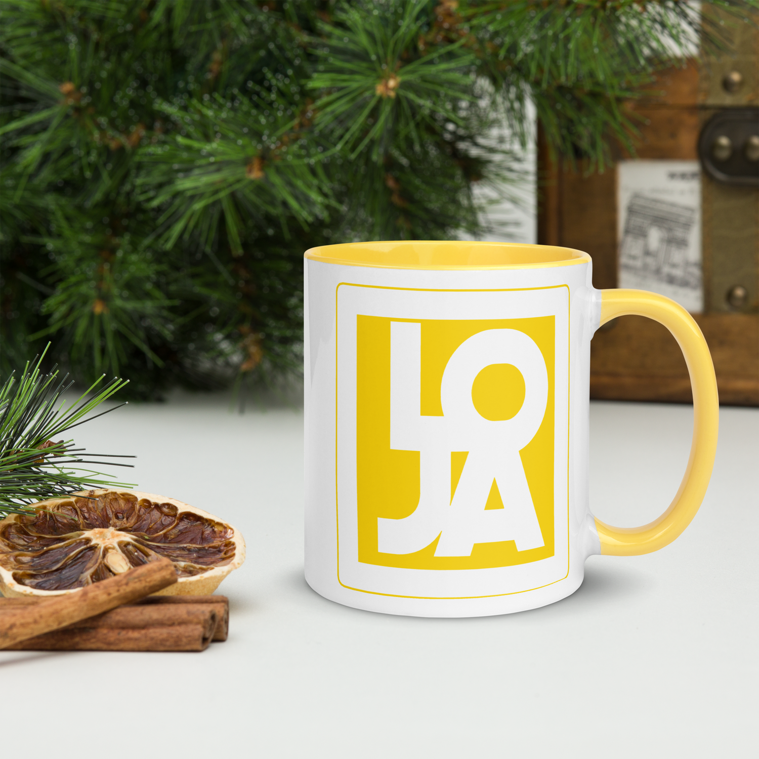 Lion Of Judah Apparel High Energy bright Sun Star Yellow Logo Mug with Color Inside