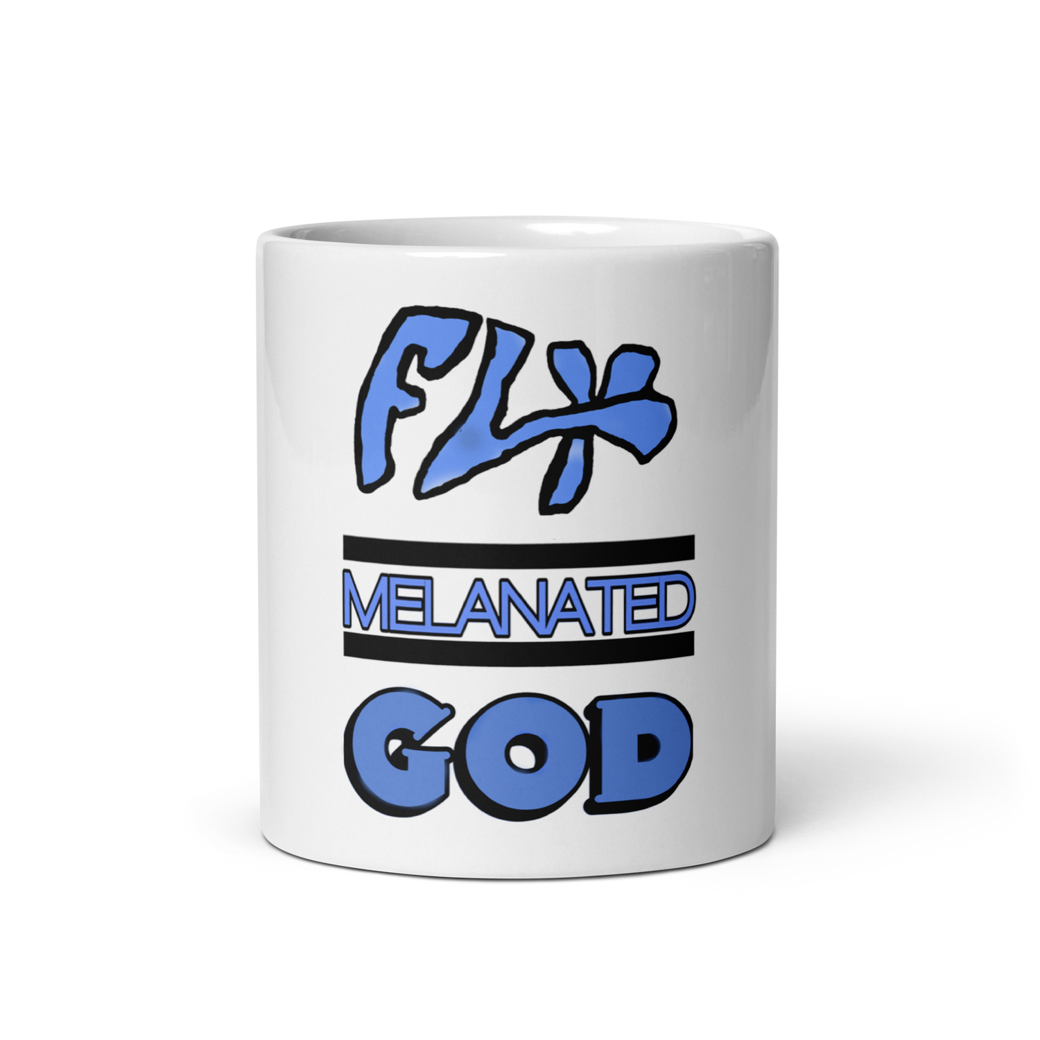 Fly Melanated God White glossy mug