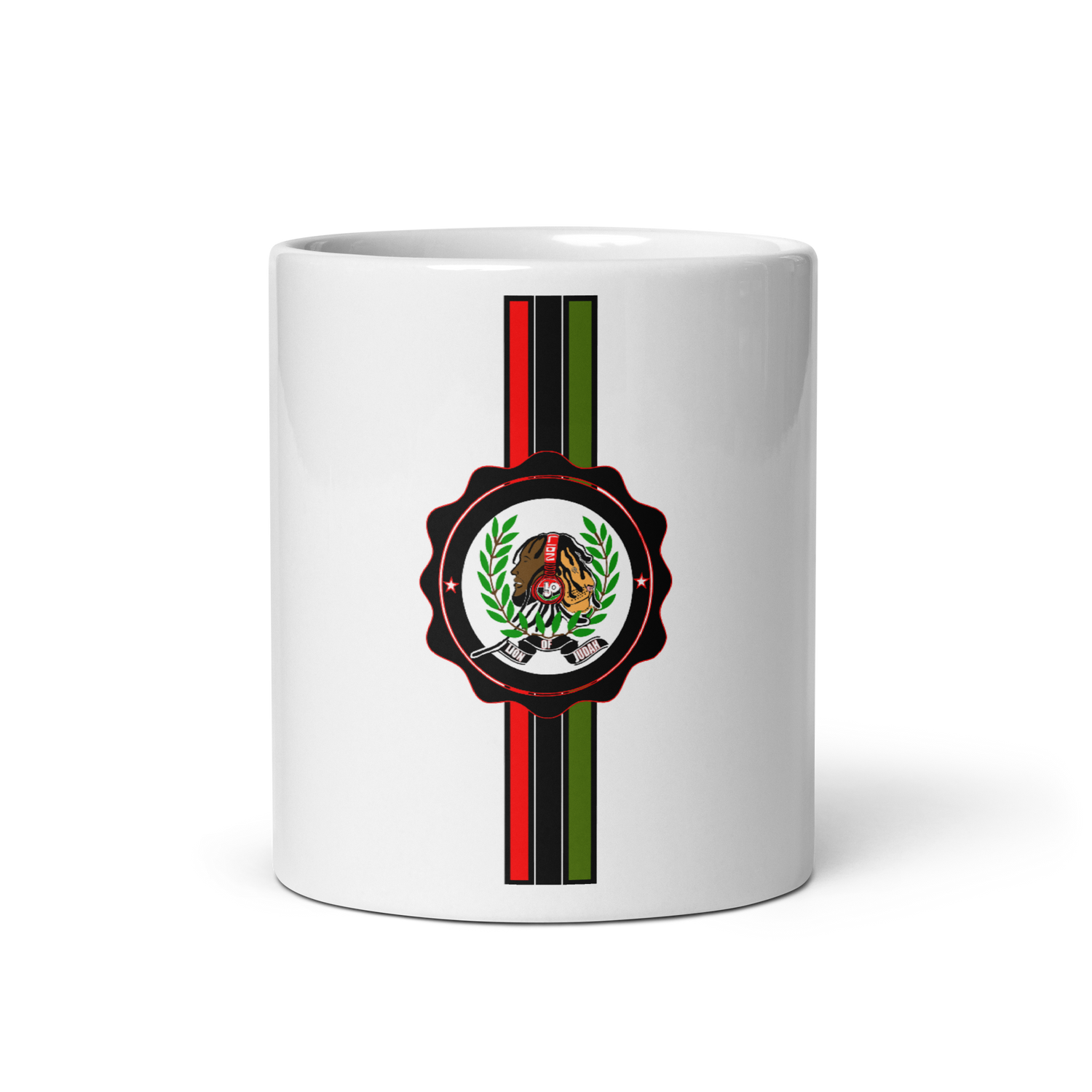 Lion of Judah God White glossy mug