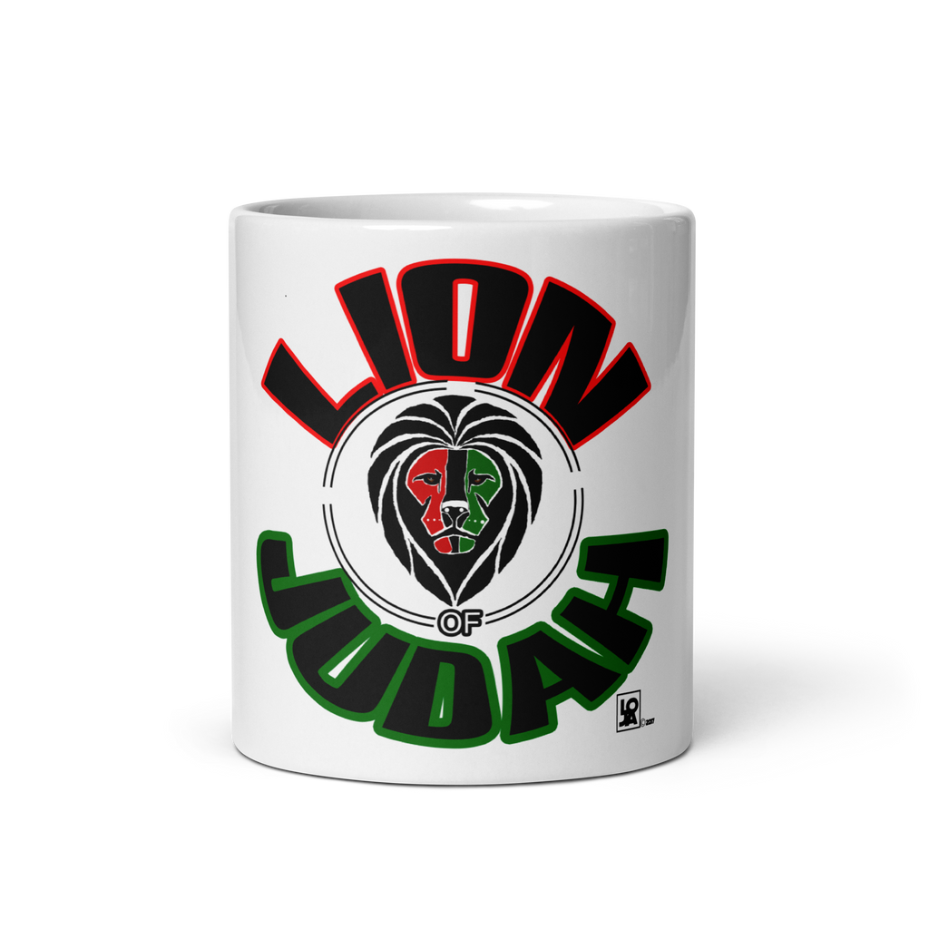 Lion Of Judah Design White glossy mug
