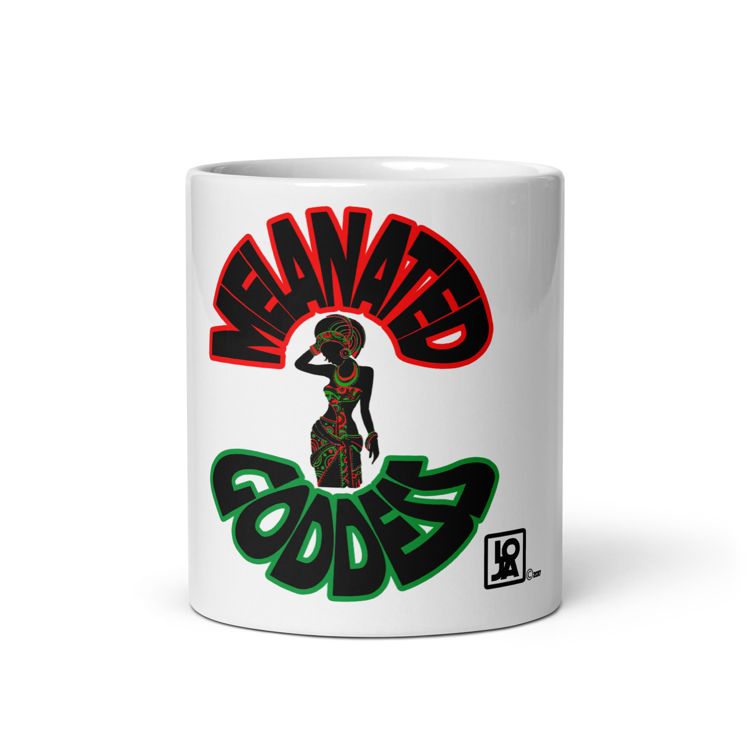 Melanated Goddess White glossy mug