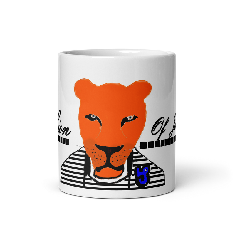 Lioness Of Judah Lion Design White glossy mug