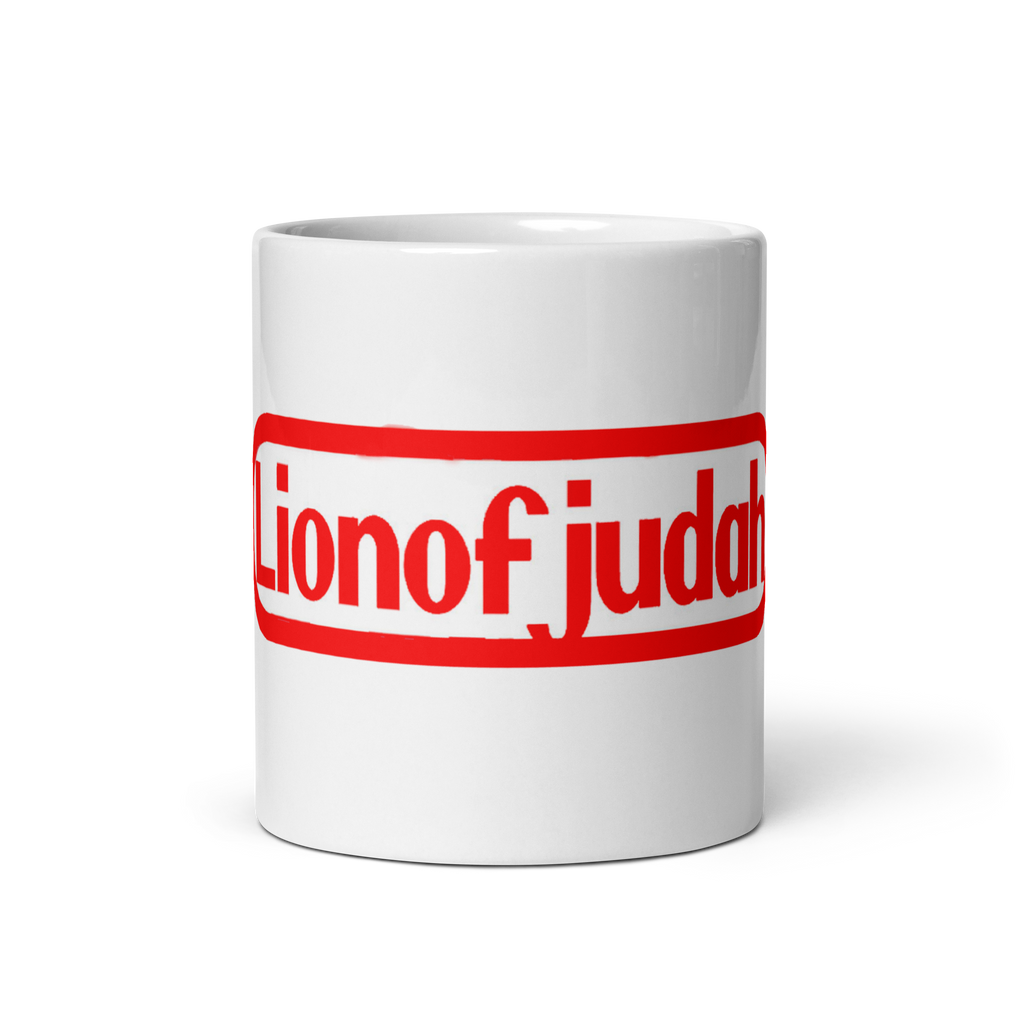 Lion Of Judah Nintendo Word Play Spinoff Design White glossy mug