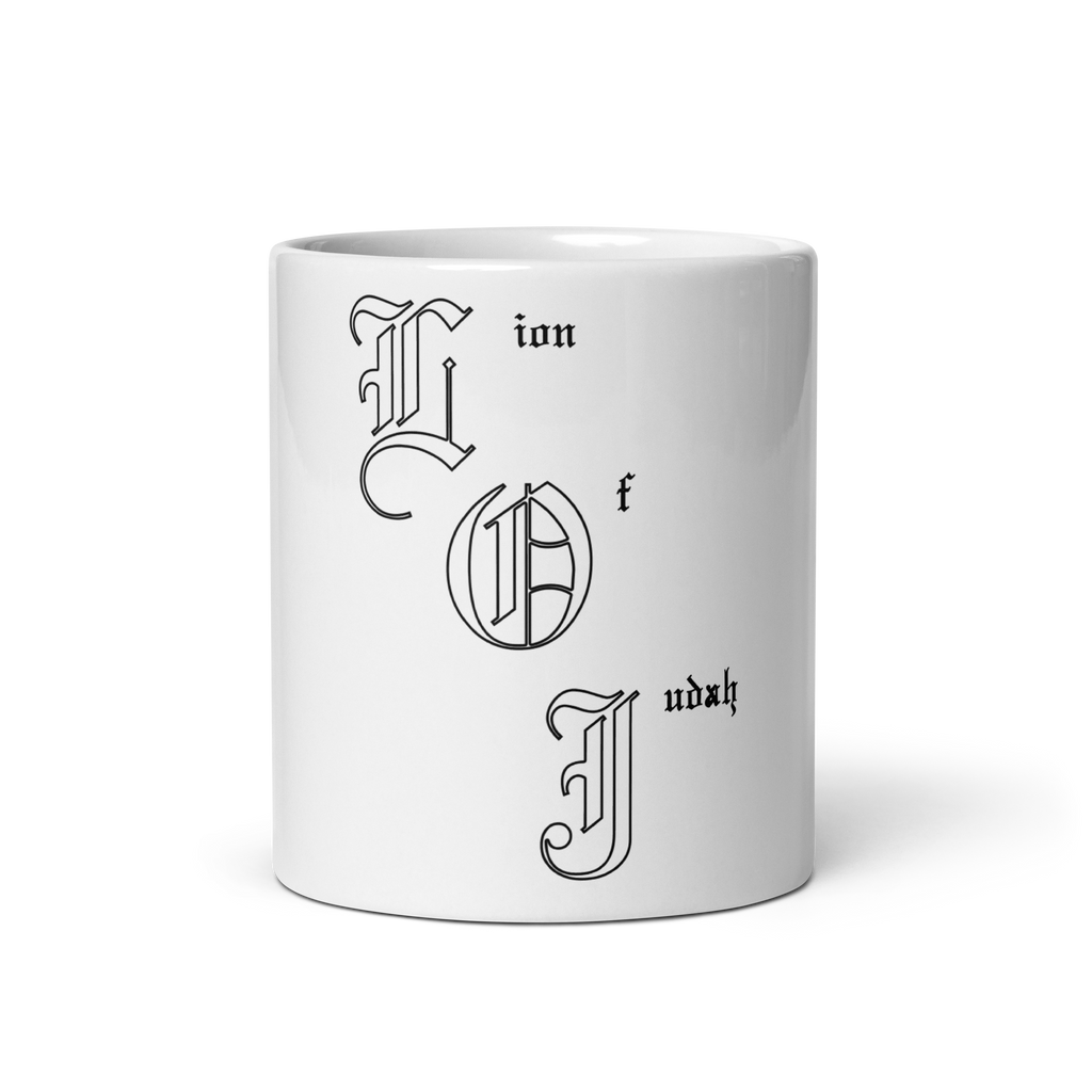 (L.O.J.) letters White glossy mug