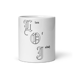 (L.O.J.) letters White glossy mug