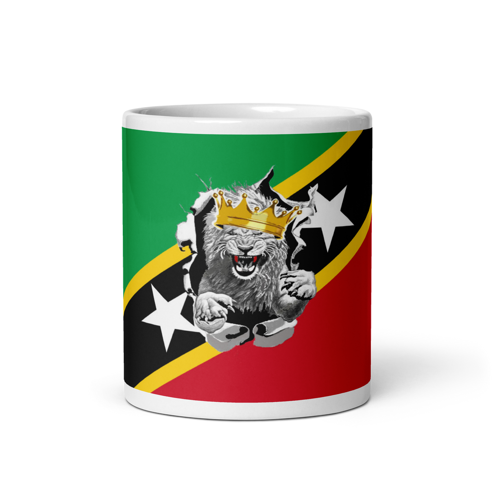 West Indian Lion of Judah White glossy mug