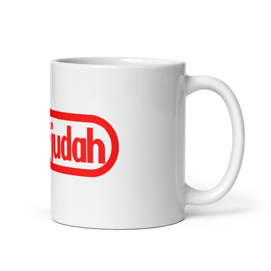 Lion Of Judah Nintendo Word Play Spinoff Design White glossy mug