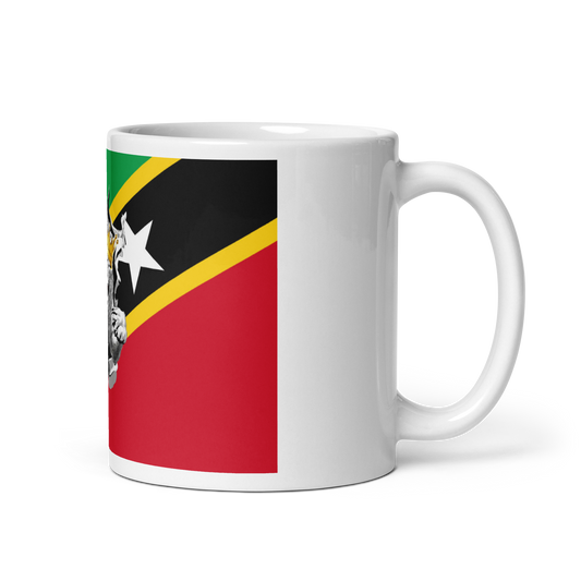 West Indian Lion of Judah White glossy mug