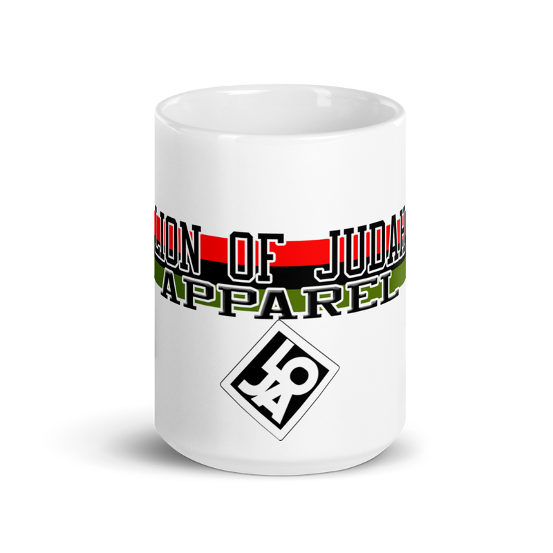Lion Of Judah Apparel Branding Tag White glossy mug