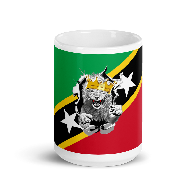 West Indian Lion of Judah White glossy mug