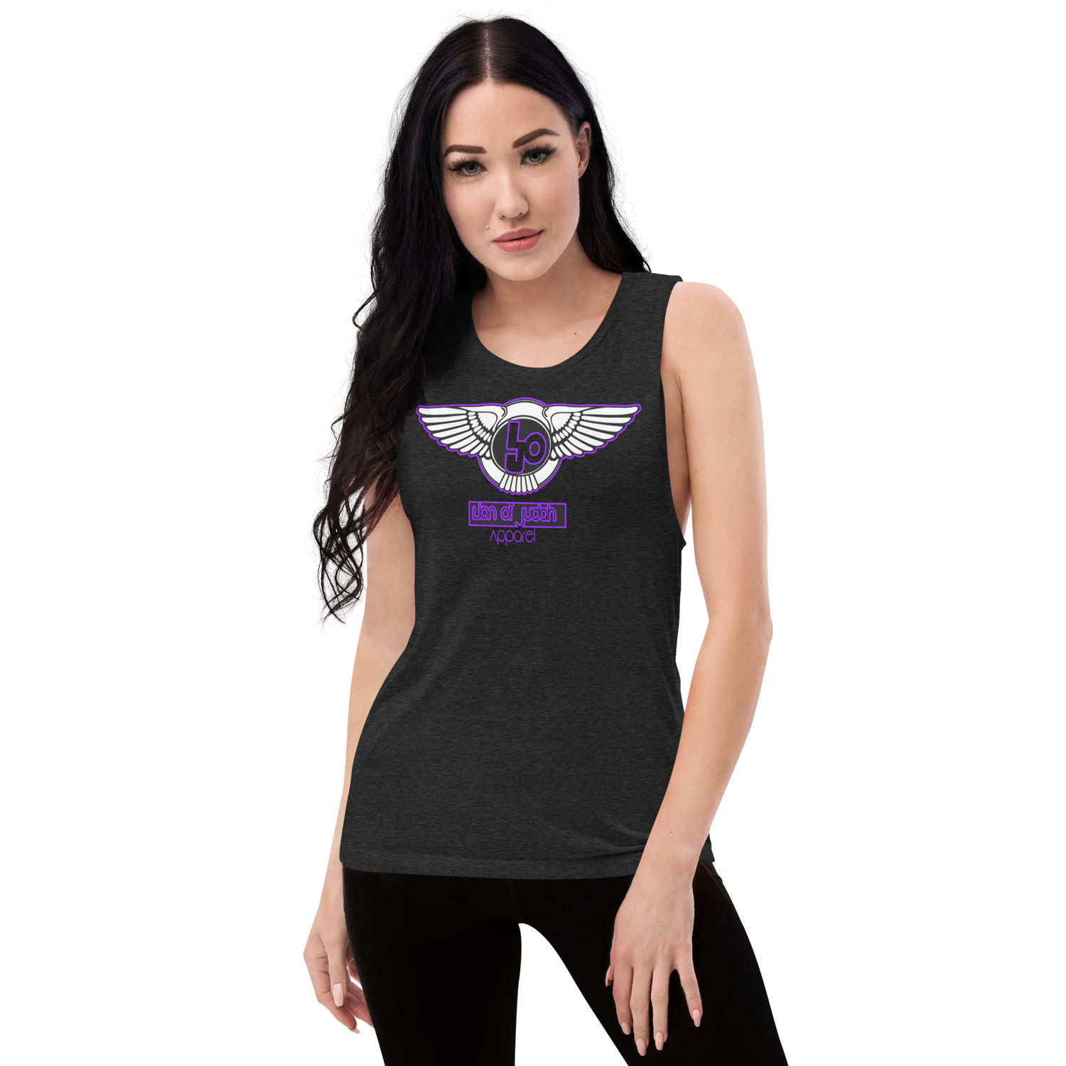 Lion Of Judah Purple logo Design Ladies’ Muscle Tank