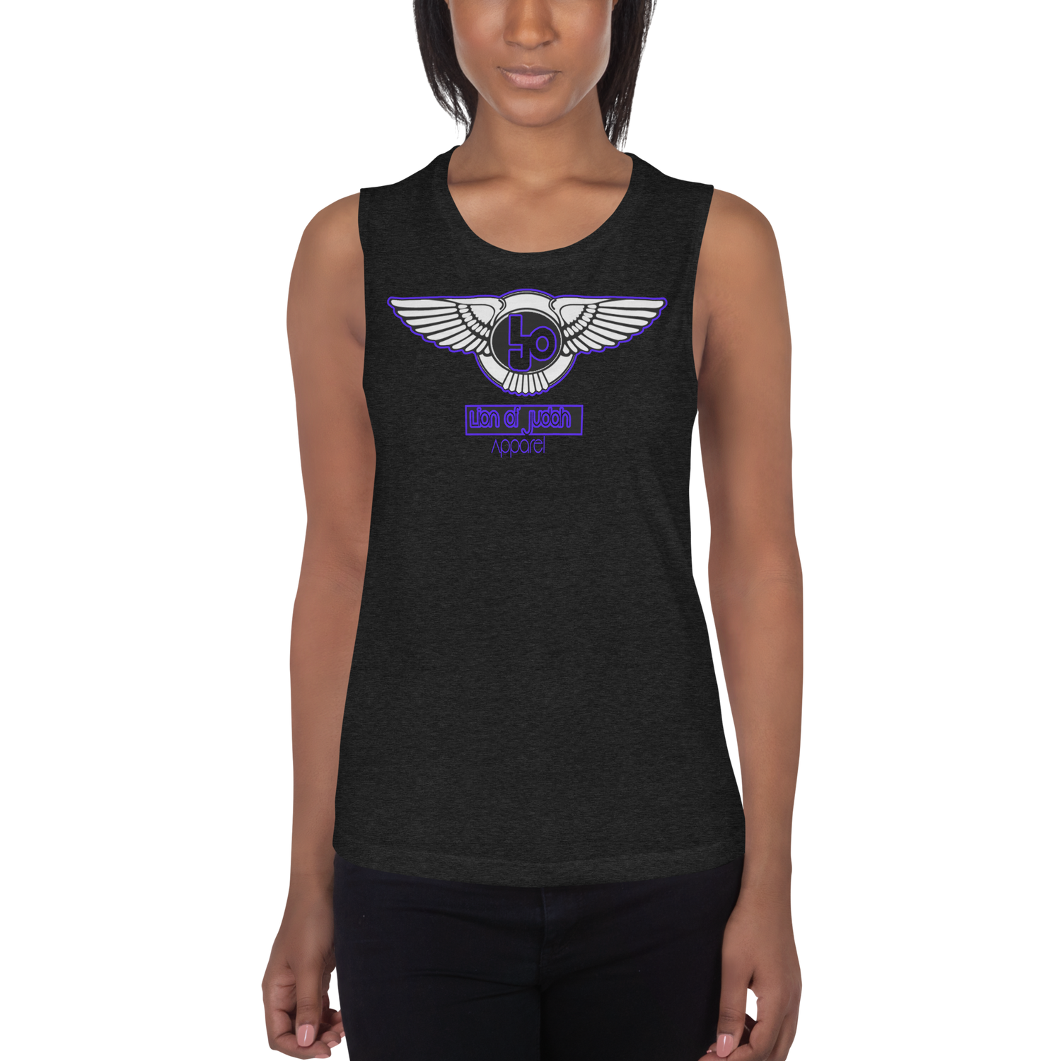Lion Of Judah Blue logo Design Ladies’ Muscle Tank