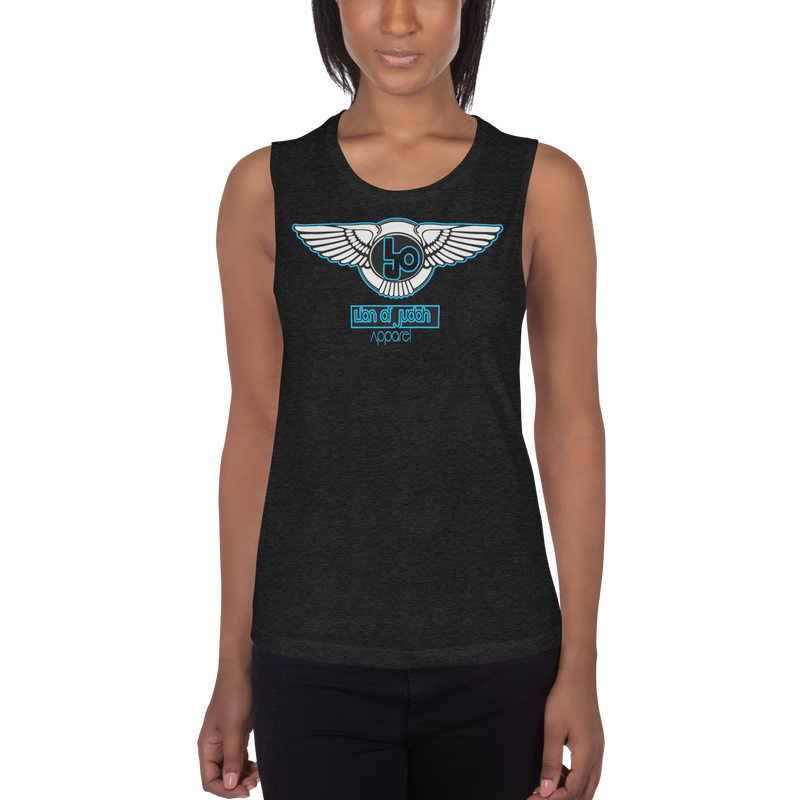Lion Of Judah Baby Blue logo Design Ladies’ Muscle Tank